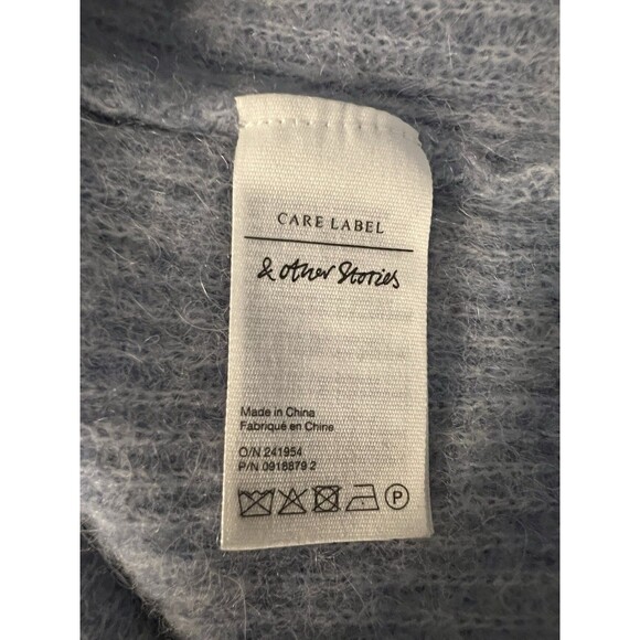 Los Angeles Atelier Women Alpaca Wool Blue Sweater Long Sleeve Mock Neck Sz L - Picture 5 of 8